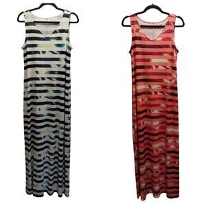Lot of 2 Apt. 9 Women's Size Large Tropical Beach Summer Sleeveless Maxi Dresses